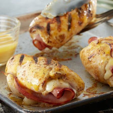 Grilled Ham- and Swiss-Stuffed Chicken Breasts